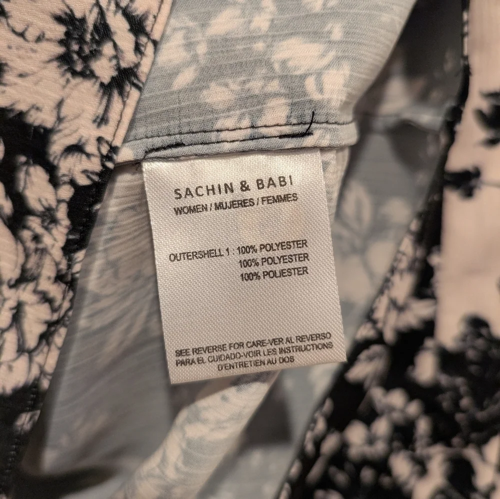 Sachin + Babi Chelsea Blouse Floral Black and White Long Sleeve Blouse XS - Picture 6 of 6